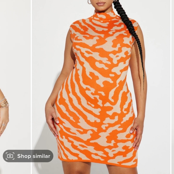 Fashion Nova Dresses & Skirts - Savana Sweater Mini Dress - Orange/combo